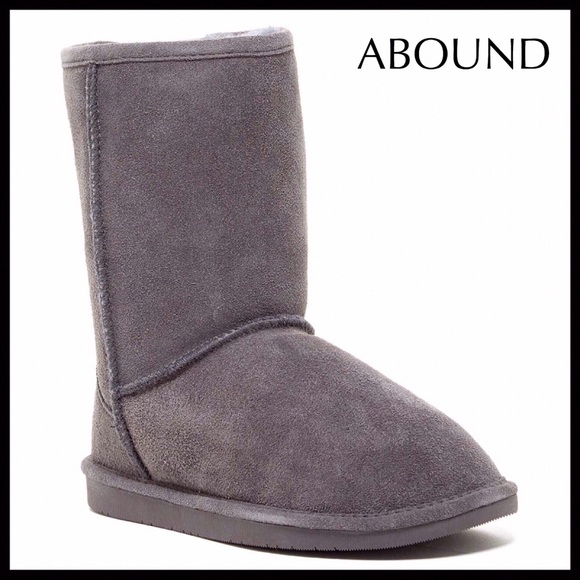 Abound Shoes - SUEDE SHEARLING LINED BOOTS GREY ANKLE BOOTIES